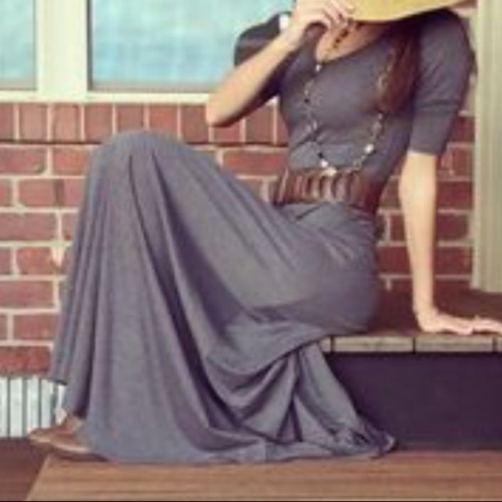 NEW Lularoe Ana dress charcoal maxi dress xs - Picture 2 of 7